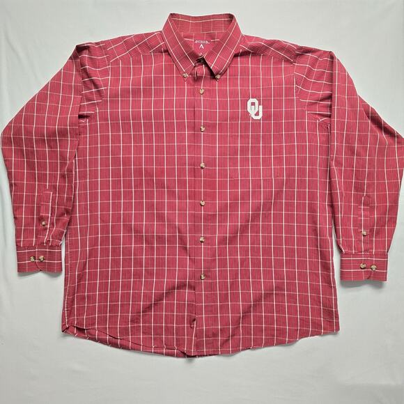 Antigua Other - Oklahoma Sooners Shirt Mens XL Red White Button Up NCAA Football Antigua Plaid